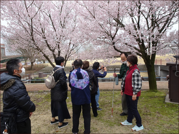 花見をする会員